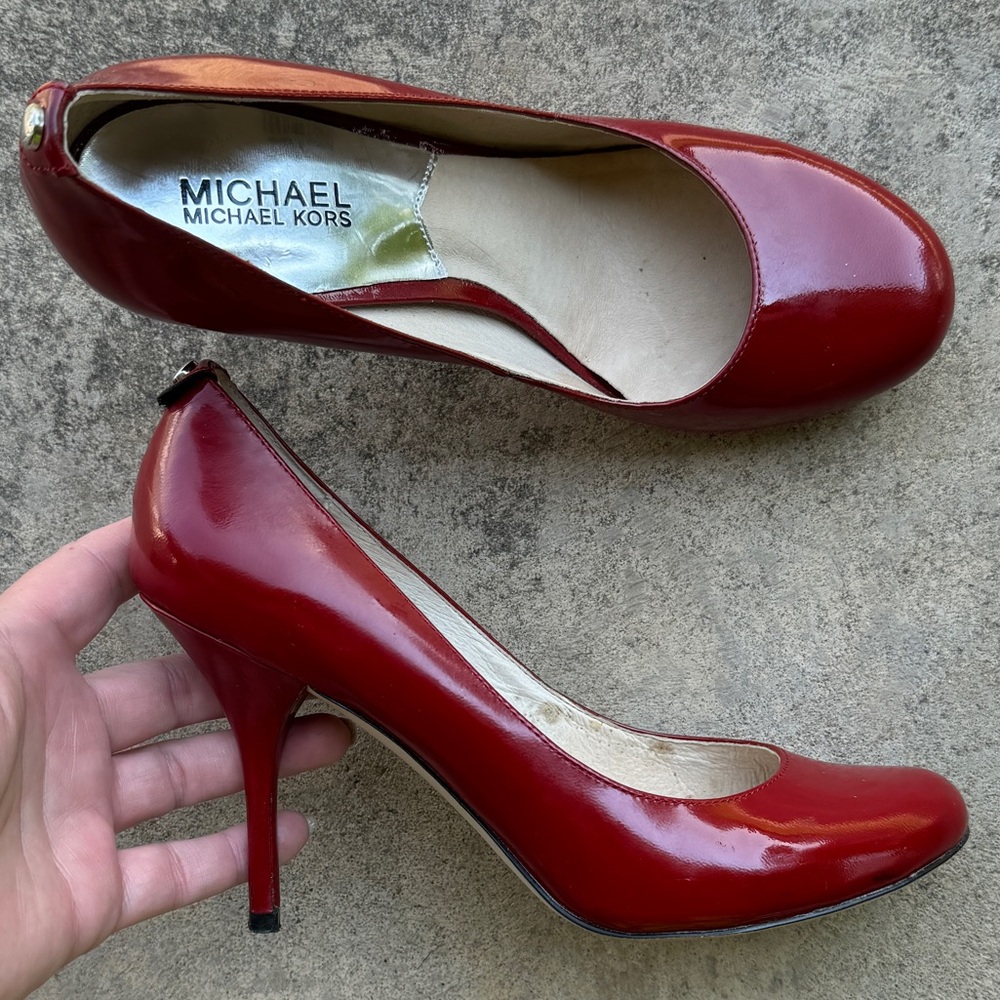 Michael Kors red patent leather heels size 7.5